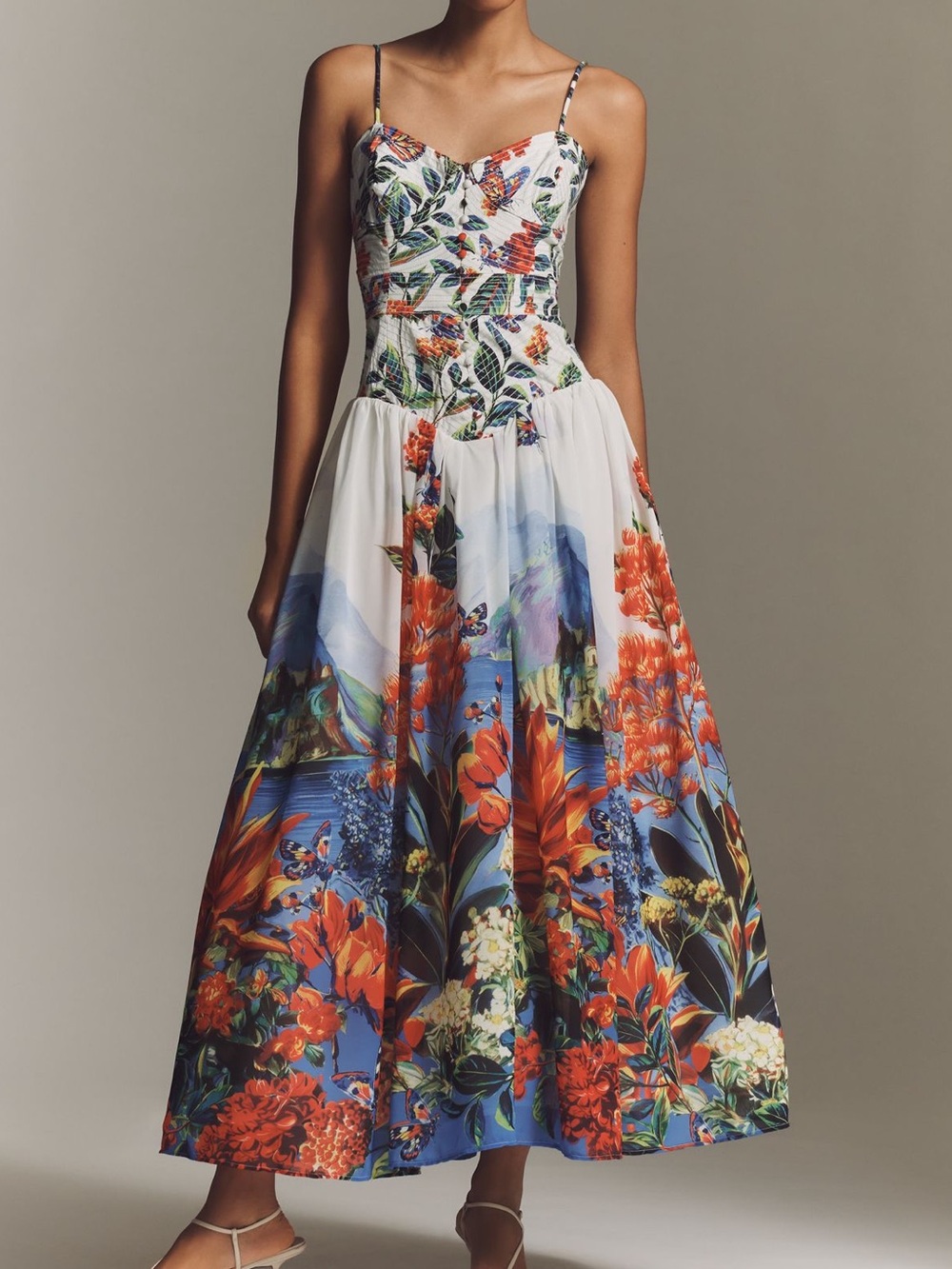✨Anthropologie Muse Basque Waist Midi Dress Sleeveless Sweetheart New Small - Picture 4 of 13
